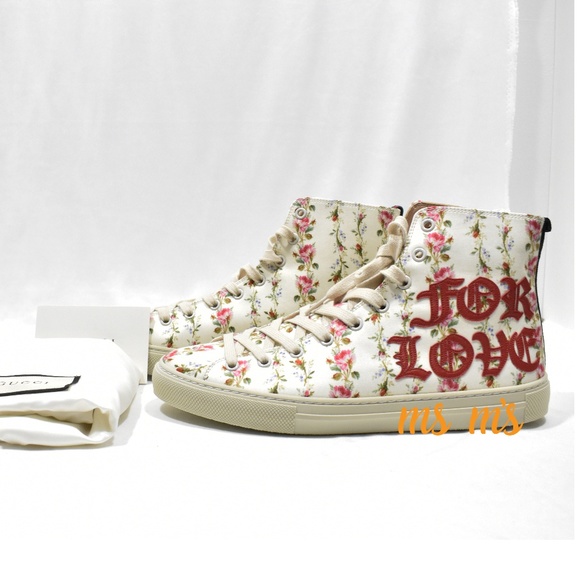 gucci floral high top sneakers cheap online